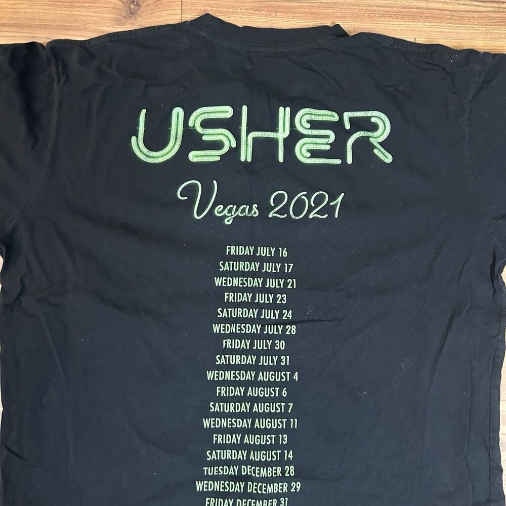 Usher Vegas 2021 Shirt XL Residency Tour Black Graphic Tee Merch - Picture 5 of 6